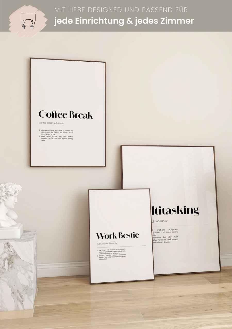 Work Humor Definitionen 3er Poster Set für dein Homeoffice