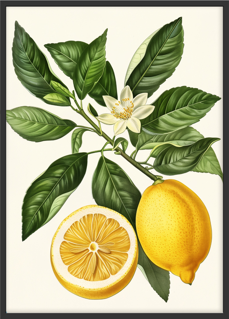 Poster | "Botanisches Zitrone" (Rahmen)