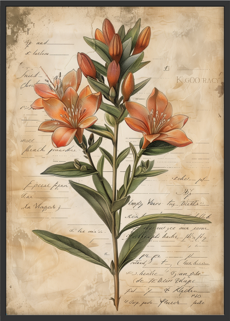 Poster | "Botanisches Vintage-Blumenposter" (Rahmen)