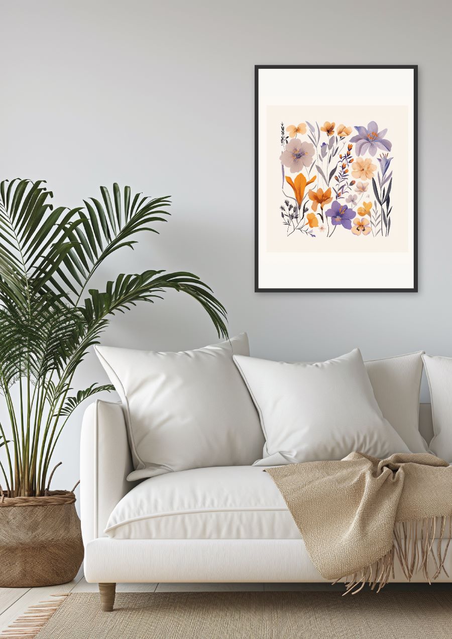 Poster | "Wasserfarben Blumen lila und orange" (Szene)