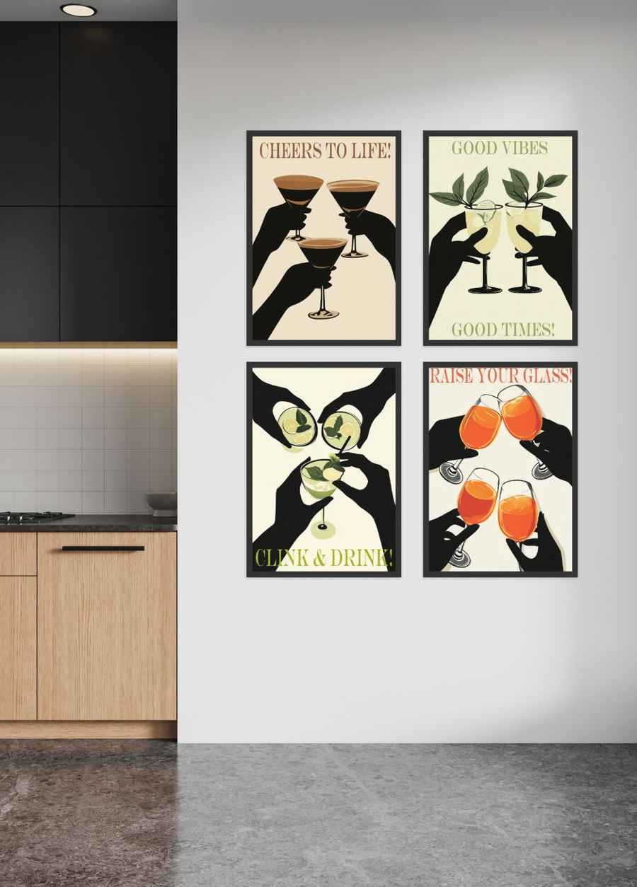 Cheers Collection 4er Poster Set für deine Küche