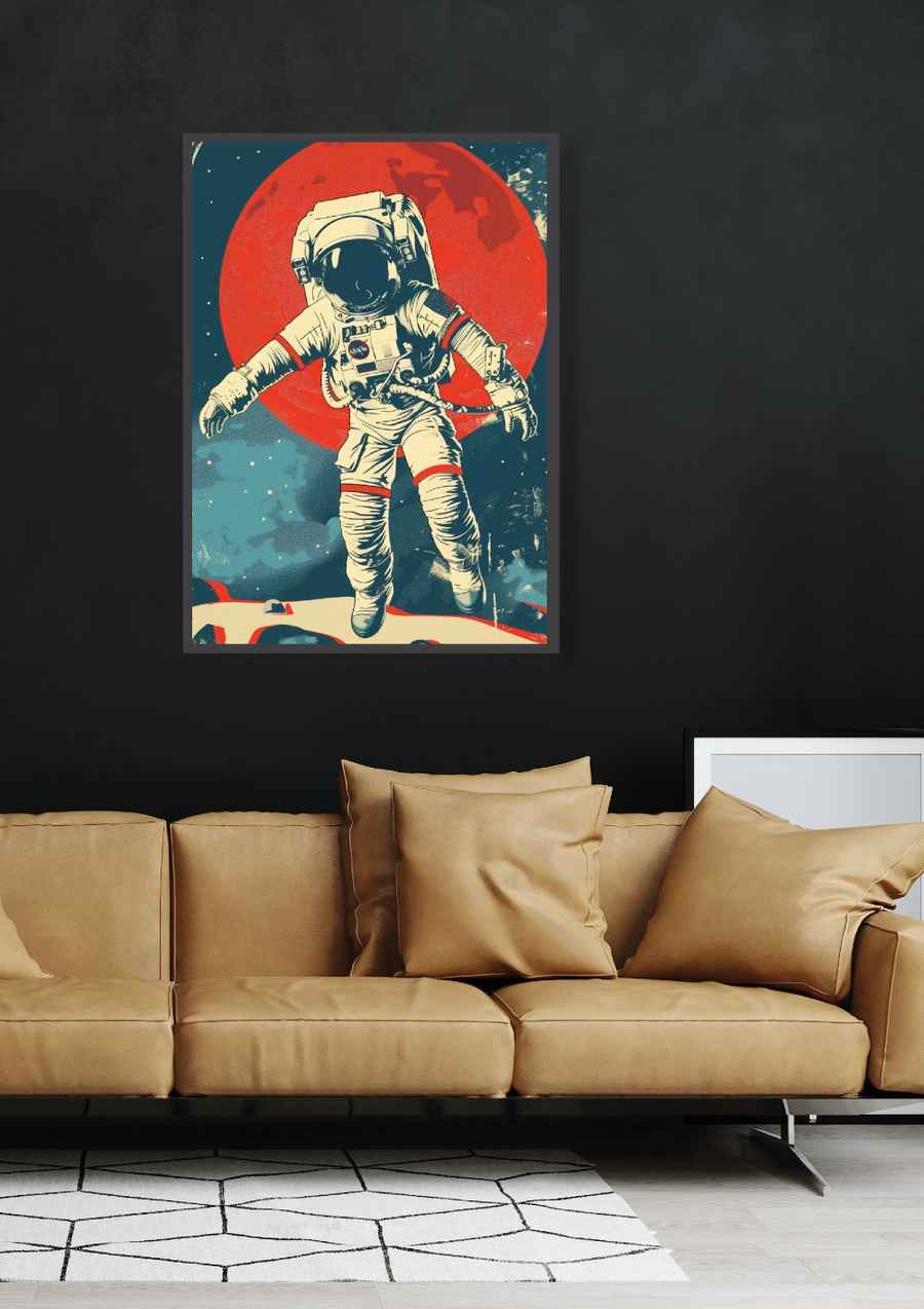 Astronaut in bunten Vintage Farben für dein Wohnzimmer