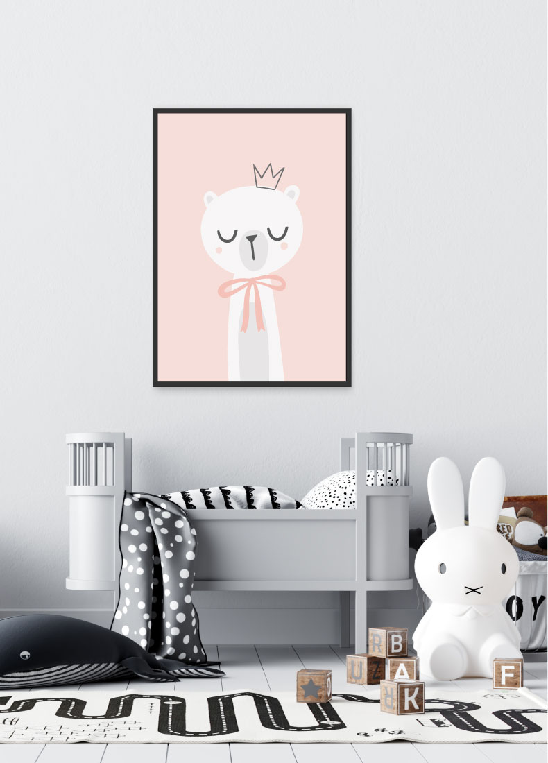 Prinzessin Wanddeko Rosa mit Tiermotiv Babyshower Geschenk